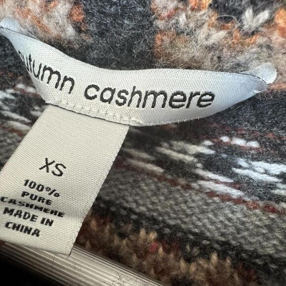 Autumn Cashmere 100% Pure Cashmere Hooded Sweater Jacquard Knit Tunic Aztec Xs S - Picture 6 of 8